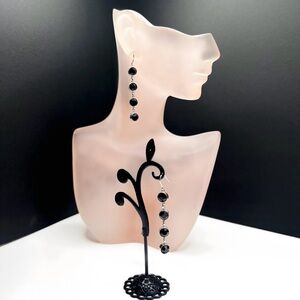 Elegant Silver Black Onyx Drop Earrings ✨NIP